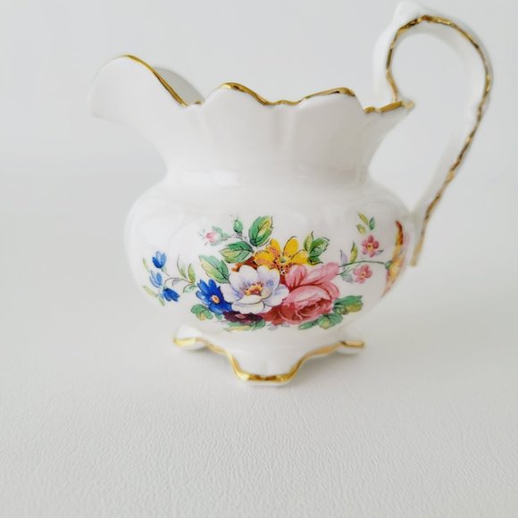 Vintage Aynsley Demitasse Floral 4fl. oz. Footed Creamer & Sugar Bowl, England - Picture 7 of 15